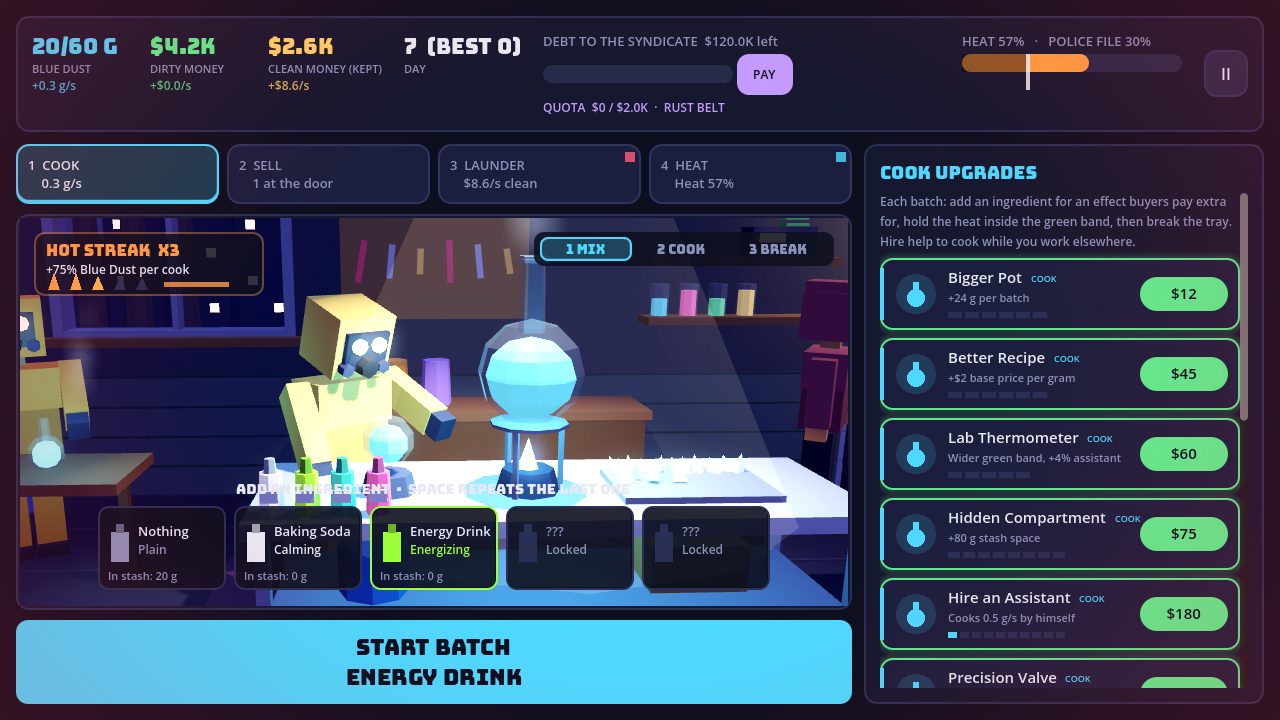 Corner to Cartel: cooking a batch in the low-poly lab